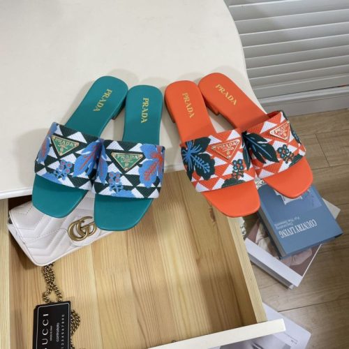 Replica Designer Prada Chic Embroidered Square Toe Slides