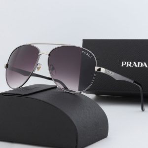 Replica Designer Prada Classic Men Casual Oval Metal Sunglasses