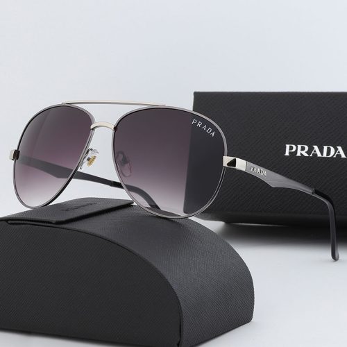 Replica Designer Prada Classic Men Casual Oval Metal Sunglasses