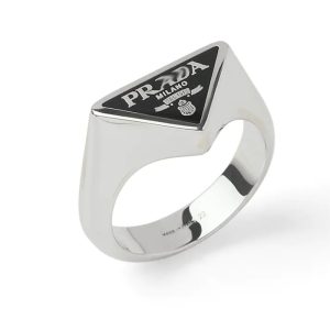 Replica Designer Prada Couple Fashion Enamel White Gold Ring