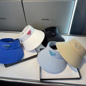 Replica Designer Prada Fashion Letter Empty Top Big Brim Sun Protection Hat