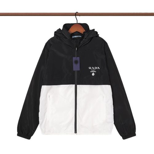 Replica Designer Prada Fashion Men Letter Print Contrast Panel Coat