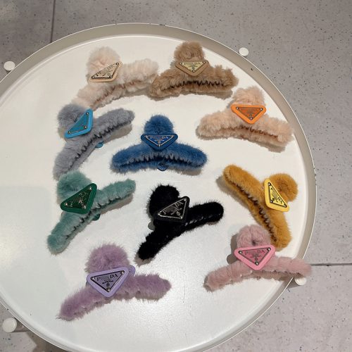 Replica Designer Prada Fashion Plush Grabber Women Candy Color Back Head Hairpin