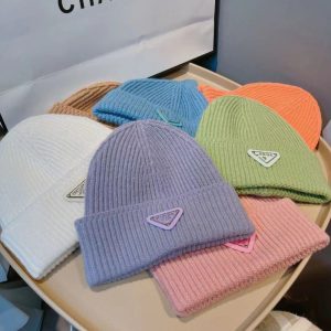 Replica Designer Prada Fashion Short Melon Skin Knitted Wool Hat