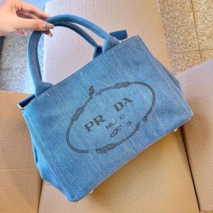 Replica Designer Prada Fashion Solid Color Letter Printing All-Match Casual Denim Bag