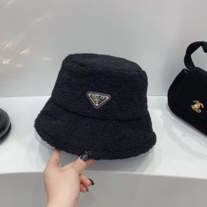 Replica Designer Prada Fashion Winter Women All-Match Solid Color Fisherman Hat