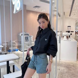 Replica Designer Prada Fashionable Long Sleeve Temperament Lapel Shirt Coat