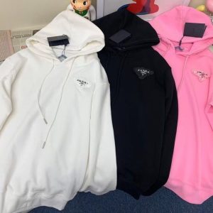 Replica Designer Prada Flower Ornament Hooded Terry Bottom Sweater