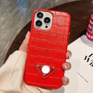 Replica Designer Prada Hard Shell Solid Imitation Leather Crocodile Mobile Phone Case
