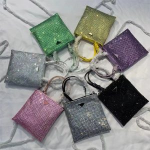 Replica Designer Prada Imitation Crystal Diamond Mini Shoulder Crossbody Tote Bag