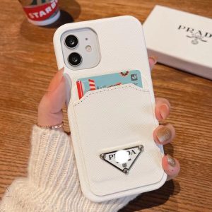 Replica Designer Prada Imitation Leather Solid Color Mobile Phone Case