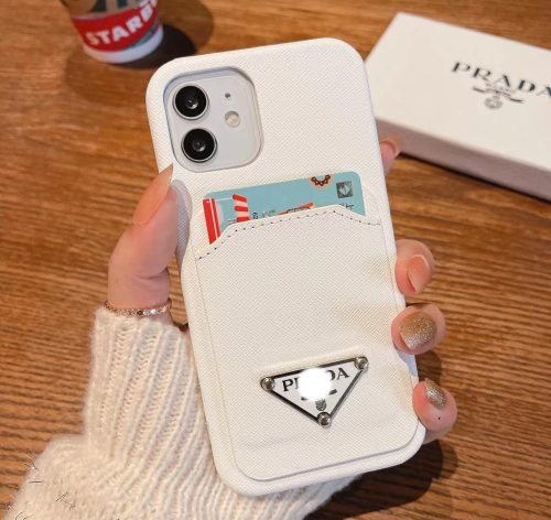 Replica Designer Prada Imitation Leather Solid Color Mobile Phone Case