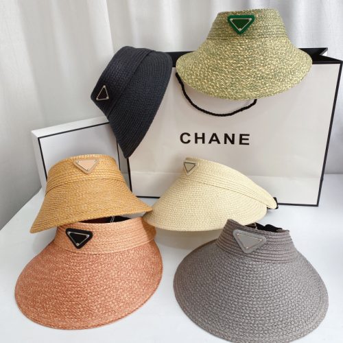 Replica Designer Prada Imitation Raffia Large Brim Sunscreen Empty Top Hat