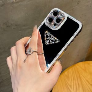 Replica Designer Prada Imitation Rhinestone Lens All-Inclusive Anti-Fall Mobile Phone Shell