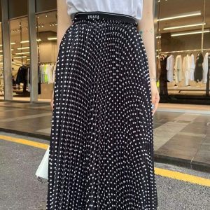 Replica Designer Prada Irregular Polka-Dot Print Midi Skirt