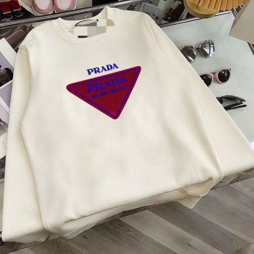 Replica Designer Prada Letter Print Crewneck Sweatshirt
