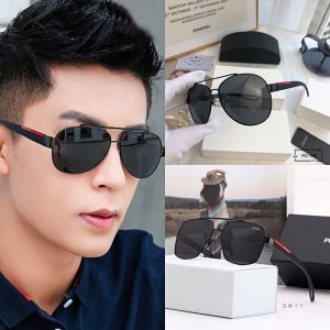 Replica Designer Prada Men All-Match Oval Retro Sunglasses