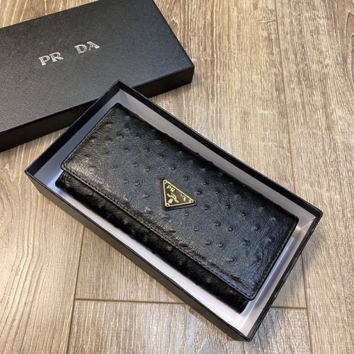 Replica Designer Prada Men Classic Leather Thread Printing Fashion Wallet