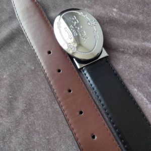 Replica Designer Prada Men Smooth Circular Buckle Belt