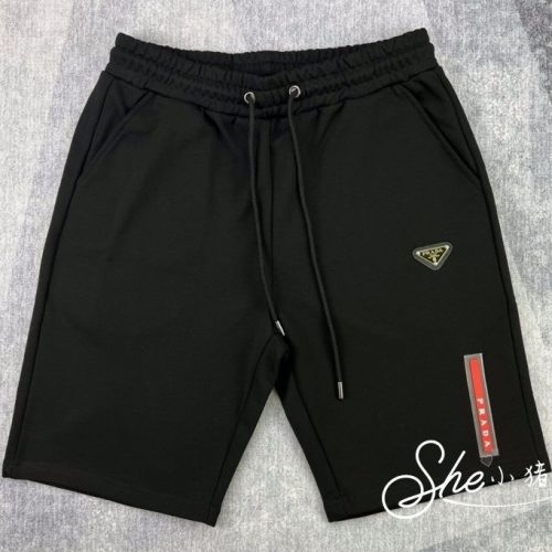 Replica Designer Prada Men Summer Black Casual Elastic Pants