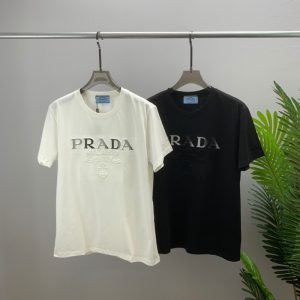Replica Designer Prada Men Summer Round Neck Pullover Short Sleeve T-Shirt
