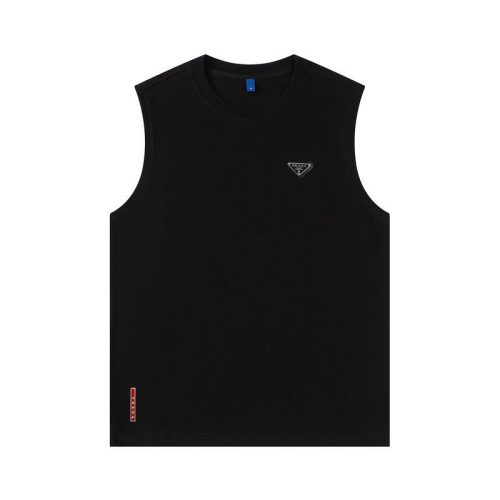 Replica Designer Prada Men Summer Simple Red Striped Cotton Vest