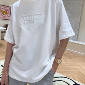 Replica Designer Prada Men'S Embossed Loose Short-Sleeved T-Shirt