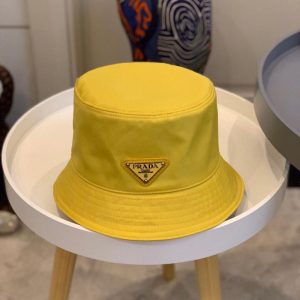 Replica Designer Prada Metallic Alphabet Solid Bucket Hat