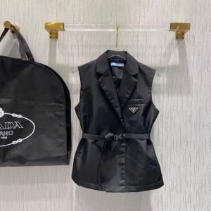 Replica Designer Prada Nylon Series Waist Suit Collar Elevation Waist Vest Trench Coat