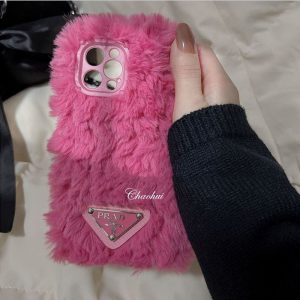 Replica Designer Prada Plush Simple Soft Glue Phone Case