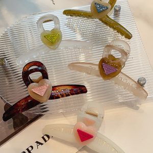 Replica Designer Prada Retro Triangle Heart Hair Clip
