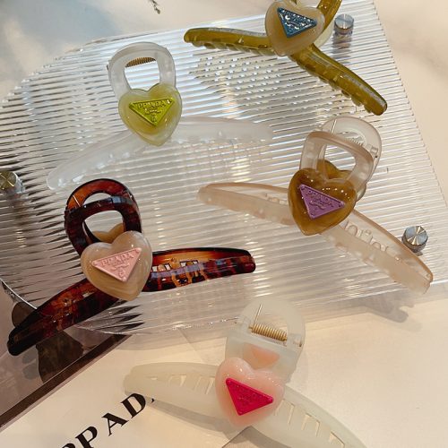 Replica Designer Prada Retro Triangle Heart Hair Clip
