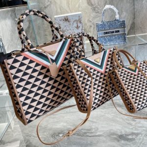 Replica Designer Prada Rhombus Checkered Pattern Tote Shopping Bag