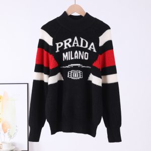 Replica Designer Prada Round Neck Raglan Sleeve Classic Vintage Premium Knit Slim Sweater
