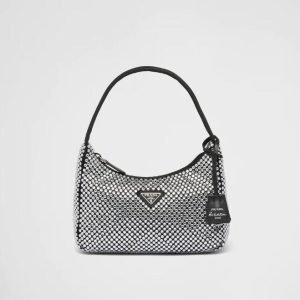 Replica Designer Prada Satin Mini-Bag With Artificial Crystals