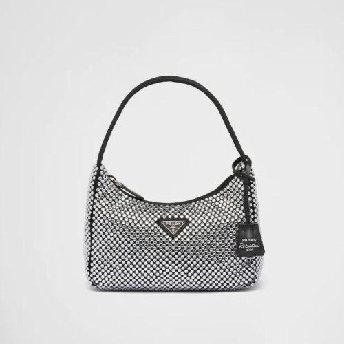 Replica Designer Prada Satin Mini-Bag With Artificial Crystals