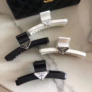 Replica Designer Prada Simple Black White Color Matching Creative Hair Clip