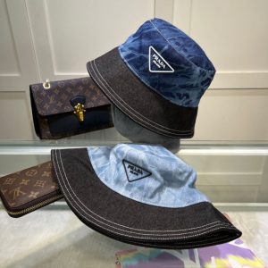 Replica Designer Prada Simple Denim Stitching Color Foldable Fisherman Hat