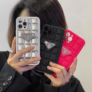 Replica Designer Prada Simple Square Pattern Mobile Phone Case