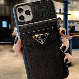 Replica Designer Prada Solid Color Inserted Card Mobile Phone Protective Cover
