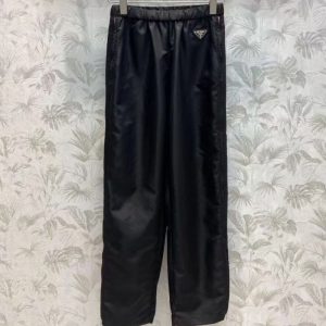 Replica Designer Prada Solid Color Letter Logo Casual Pants