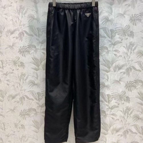 Replica Designer Prada Solid Color Letter Logo Casual Pants