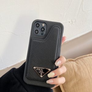 Replica Designer Prada Solid Color Letters Insert Card Mobile Phone Case