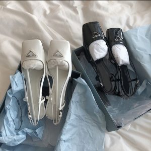 Replica Designer Prada Square Head All-Match Back Empty One-Word Belt Sandals