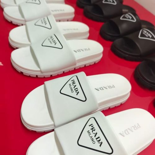 Replica Designer Prada Summer Letter One Word Thick Bottom Flat Bottom Slippers