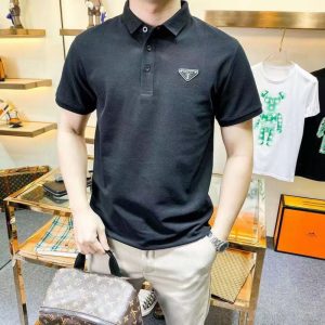 Replica Designer Prada Summer Men Short Sleeve Casual Large Size T-Shirt