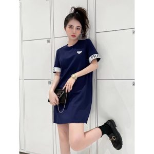Replica Designer Prada Summer Printing Sweet Style Short Sleeve Casual Dress