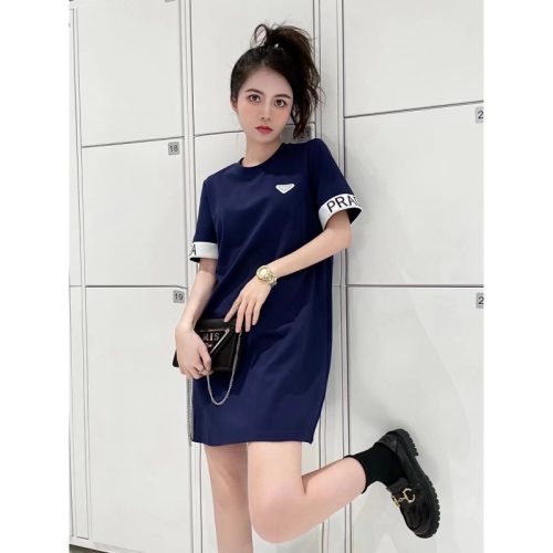 Replica Designer Prada Summer Printing Sweet Style Short Sleeve Casual Dress