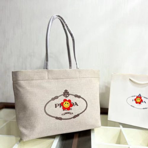 Replica Designer Prada Summer Simple Large Capacity Canvas Tote Bag