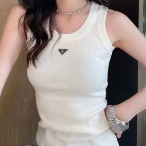 Replica Designer Prada Summer Simple Solid Color Knitted Vest